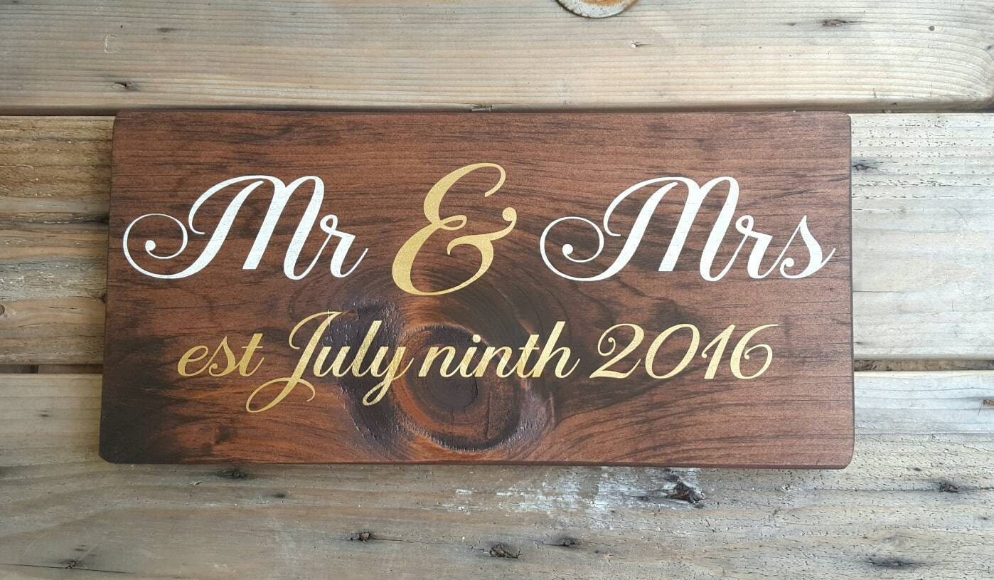Mr and Mrs wooden sign Wedding