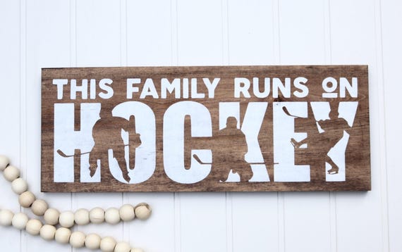 Hockey Family Sign Wood, Hockey Lover Gifts, Hockey Wood Sign, Man Cave Wall Art, Gallery Wall Sign, Sports Gifts For Him, Sports Sign,