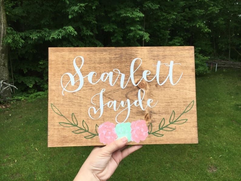 Baby shower signage Wood baby name sign for wall Baby room Etsy
