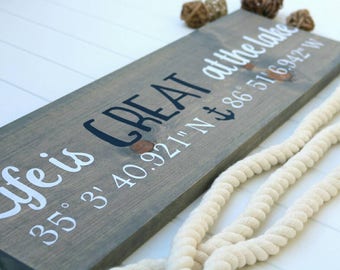 Longitude Latitude Gifts, GPS Coordinates Sign Wood Custom, Wooden Signs With Sayings, Wood Sign For Cabin, Painted Signs On Wood