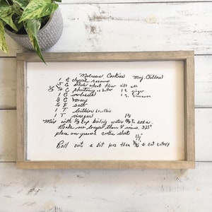 Handwritten Recipe Wall Art Wood, Sentimental Gifts For Mum, Kitchen Wall Decor, Mothers Day Gift From Daughter, Hand Written Recipe On Wall image 1