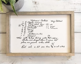 Handwritten Recipe Wall Art Wood, Sentimental Gifts For Mum, Kitchen Wall Decor, Mothers Day Gift From Daughter, Hand Written Recipe On Wall