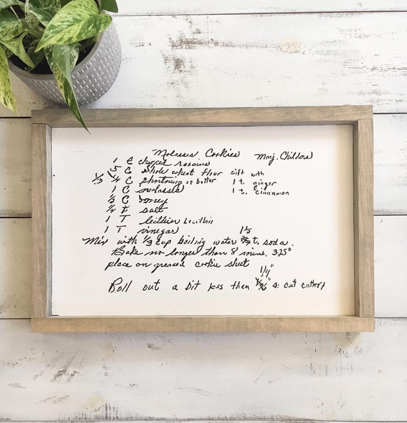 Handwritten Recipe Wall Art Wood, Sentimental Gifts For Mum, Kitchen Wall Decor, Mothers Day Gift From Daughter, Hand Written Recipe On Wall image 1