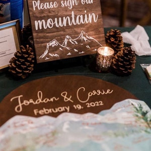 Mountain Wedding Guest Book, Guest Book Alternative, Round Guestbook Sign 画像 2