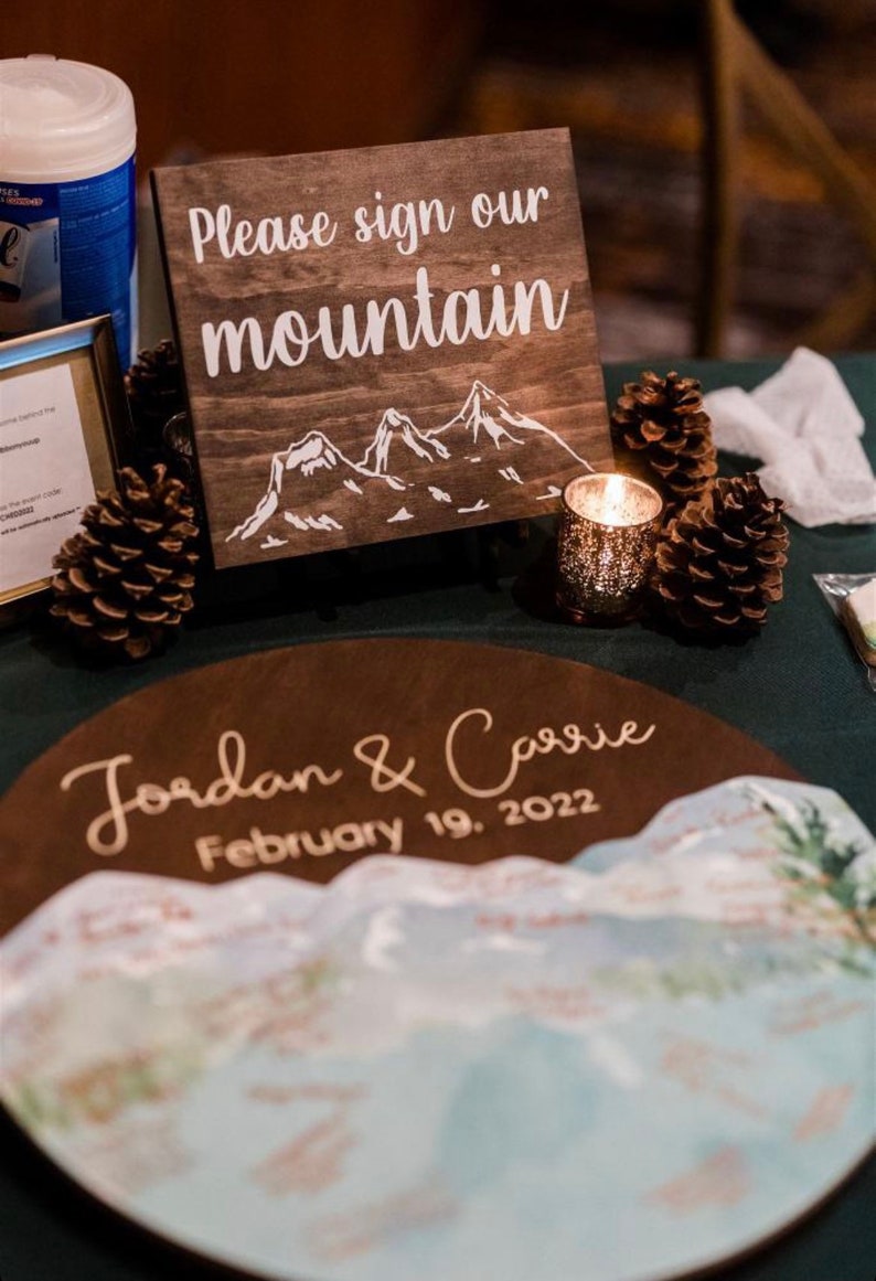 Mountain Wedding Guest Book, Guest Book Alternative, Round Guestbook Sign 画像 2