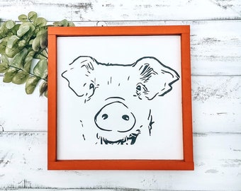 Pig Wood Sign For Kids Room, Pig Nursery Decor Wood Sign, Farm Animal Nursery Decor, Pig Kids Room Wall Art, Farm Animal Wall Art