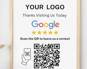 Puesto de reseñas de Google el mismo día / Tarjetas con código QR para reseñas de Google / Letrero para reseñas de Google / Tarjeta de presentación de Google / Plantilla digital para reseñas de Google