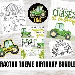 Tractor Birthday Party Tractor Birthday Theme Bundle Printable Tractor Birthday Farm Birthday Tractor Birthday Invite Farm Birthday Invite