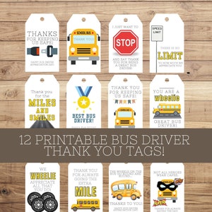 Etiquetas de agradecimiento del conductor del autobús / Etiquetas de agradecimiento del conductor del autobús / Etiquetas de agradecimiento imprimibles / Ideas de regalos del conductor del autobús / Idea de regalo de agradecimiento del conductor del autobús