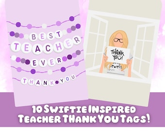 Étiquettes d'appréciation inspirées de l'époque | Étiquettes de remerciement pour enseignants | Étiquettes de remerciement imprimables | Idées cadeaux pour les enseignants | Étiquette de remerciement Swiftie
