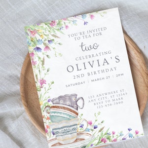 Tea Party Birthday Invitation | Editable Tea for Two Party Invite | Tea Party Invitation Template | Tea Party
