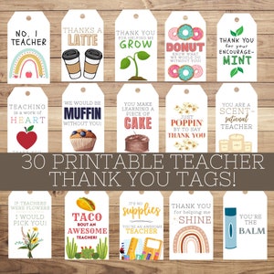 Teacher Appreciation Tags | Teacher Thank You Tags | Printable Thank You Tags | Teacher Gift Ideas | Teacher Thank You Gift Ideas