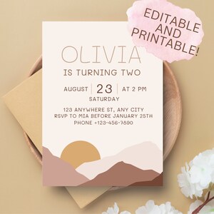 Invitación de cumpleaños Boho / Fiesta Boho editable / Plantilla de invitación Boho / Fiesta Boho