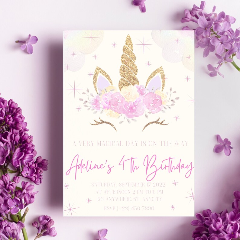 Unicorn Invitation Unicorn Birthday Party Invite Editable - Etsy