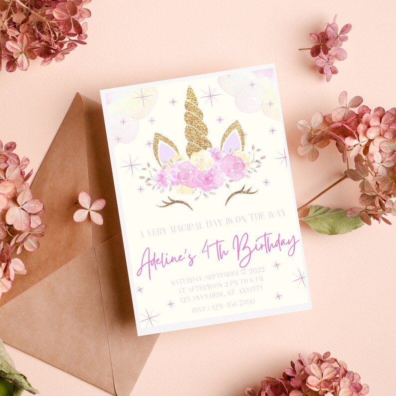 Unicorn Invitation Unicorn Birthday Party Invite Editable - Etsy