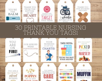Nurse Appreciation Tags | Nurse Thank You Tags | Printable Thank You Tags | Nursing Gift Ideas | Nurse Thank You Gift Ideas | School Nurse
