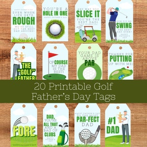 Golf Vaderdag Tags | Afdrukbare vaderdagtags | Vaderdagkaarten | Afdrukbare vaderdagkaarten | Vaderdagkaart met golfthema