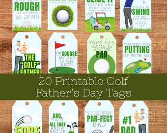 Golf Vatertag Tags | Druckbare Vatertag Tags | Vatertagskarten | Druckbare Vatertagskarten | Golf thematische Vatertagskarte