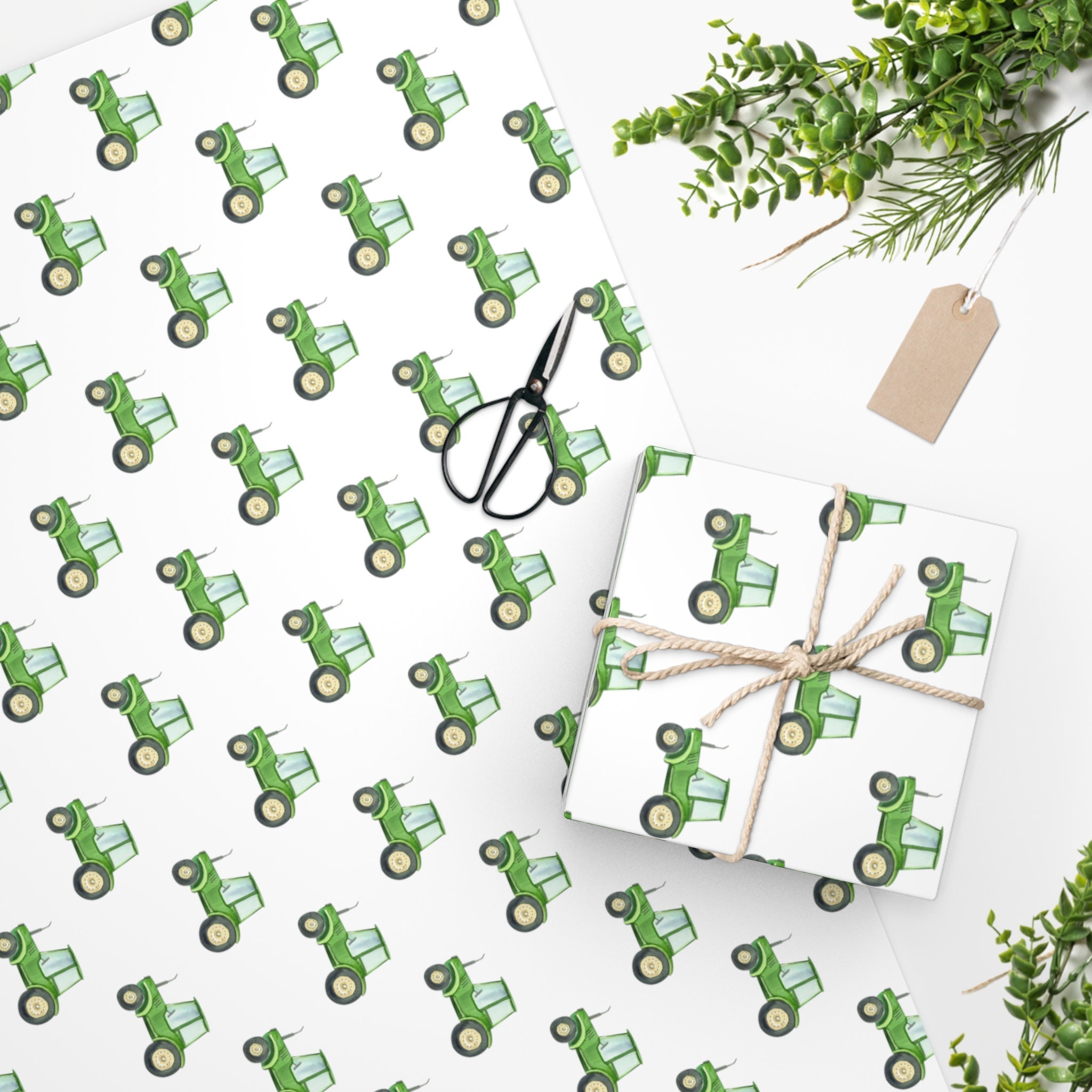 Tractor Wrapping Paper, Green Tractor Wrapping Paper, Green Tractor Gift Wrap, Farmer Gift Wrap
