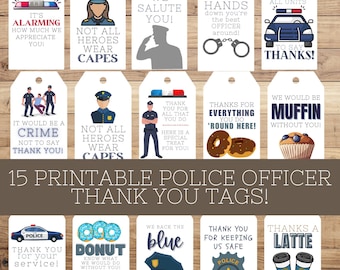 Police Officer Appreciation Tags | Police Thank You Tags | Printable Thank You Tags | Officer Gift Ideas | Law Enforcement Appreciation Day