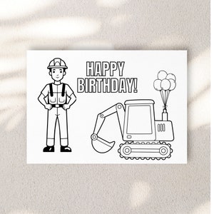 Printable Construction Coloring Pages, Birthday Coloring Page Bundle ...