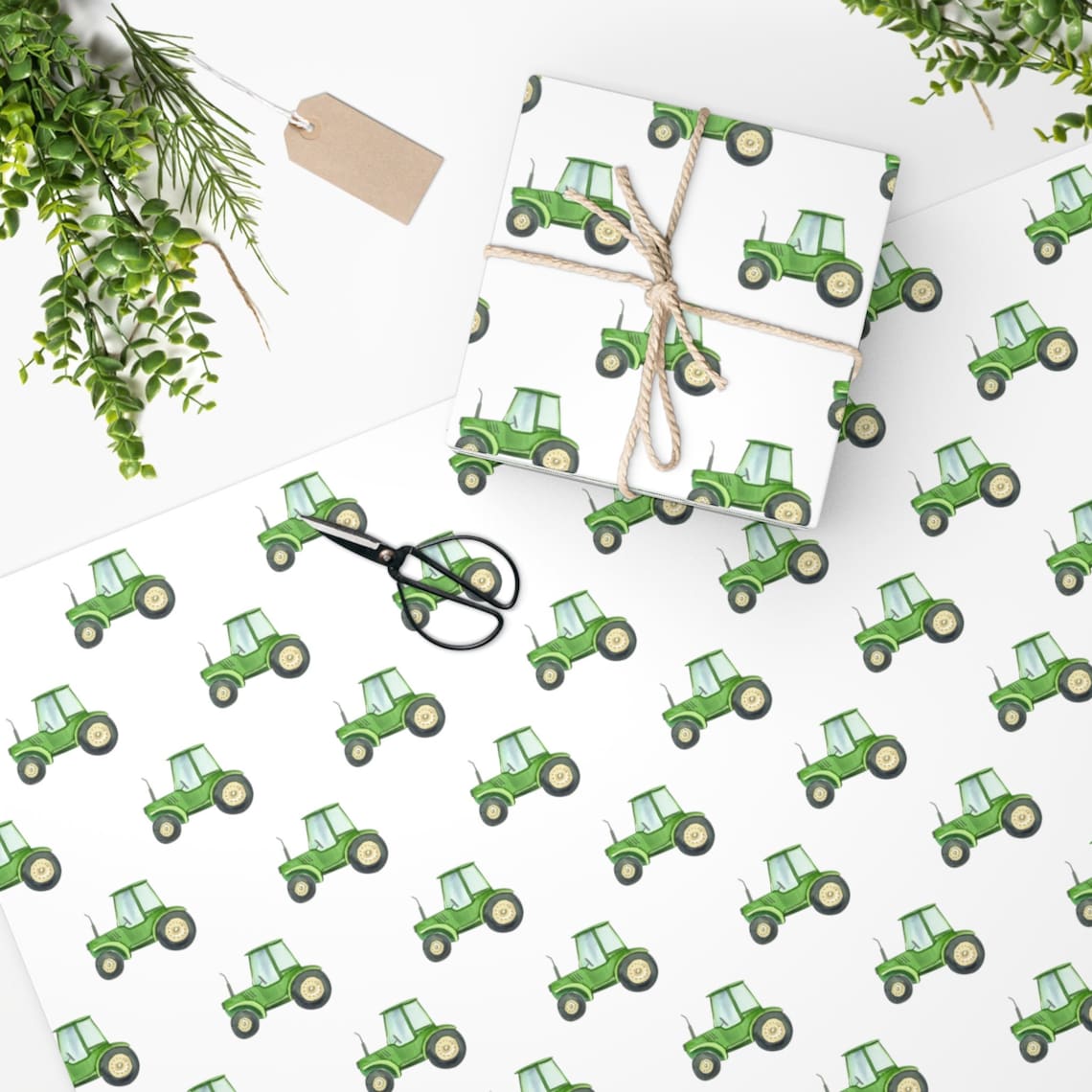 Tractor Wrapping Paper Green Tractor Wrapping Paper Green Etsy