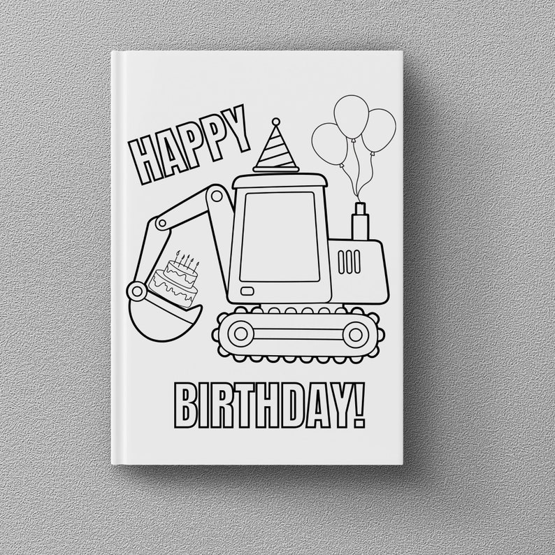Printable Construction Coloring Pages, Birthday Coloring Page Bundle ...