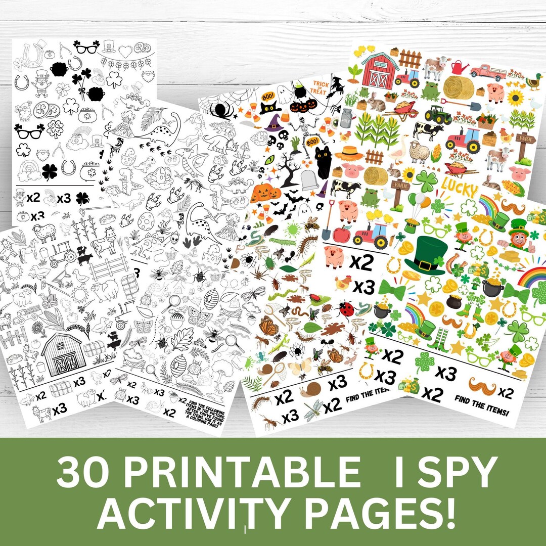I Spy Printable Activity Page Bundle, Holiday Activity Page Bundle ...