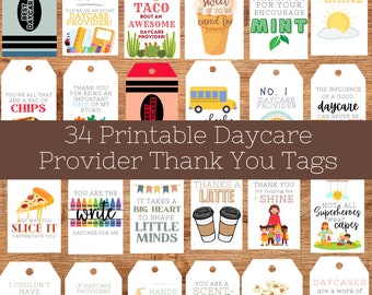 Daycare Provider Appreciation Tags | Teacher Thank You Tags | Printable Thank You Tags | Daycare Gift Ideas | Daycare Thank You Gift Ideas