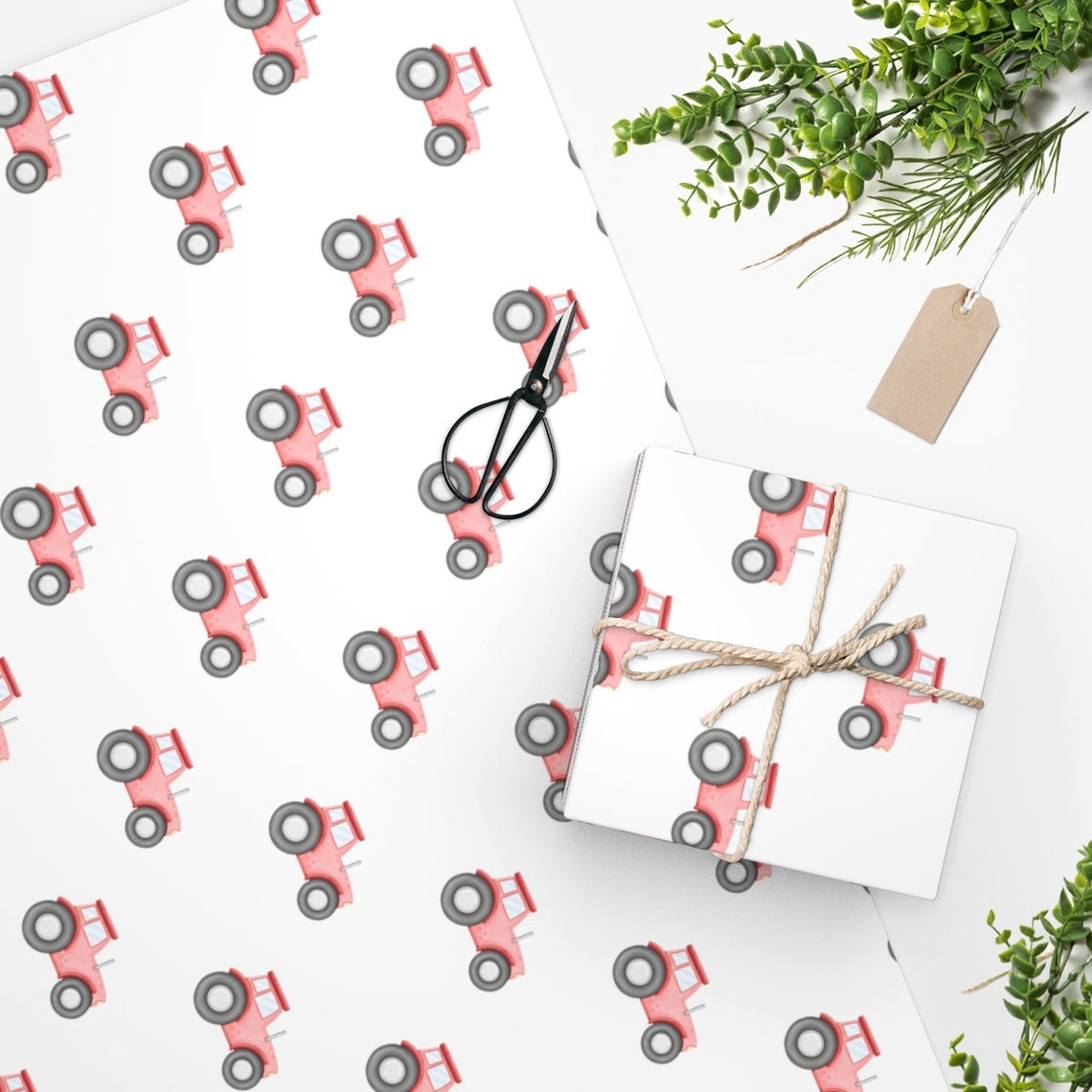 Tractor Wrapping Paper, Red Tractor Wrapping Paper, Red Tractor Gift Wrap, Farmer Gift Wrap