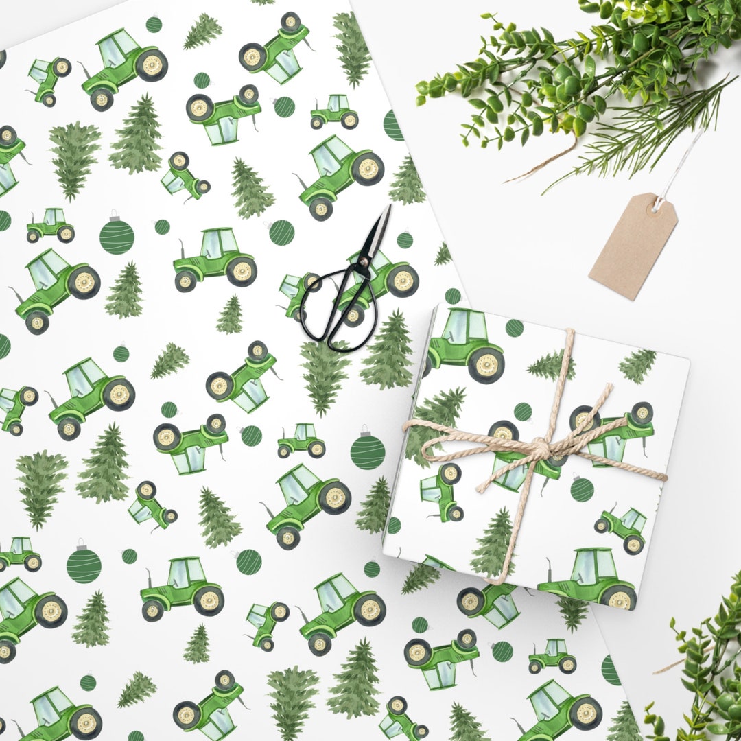 Tractor Wrapping Paper, Green Tractor Wrapping Paper, Green Tractor Gift Wrap, Farmer Wrapping