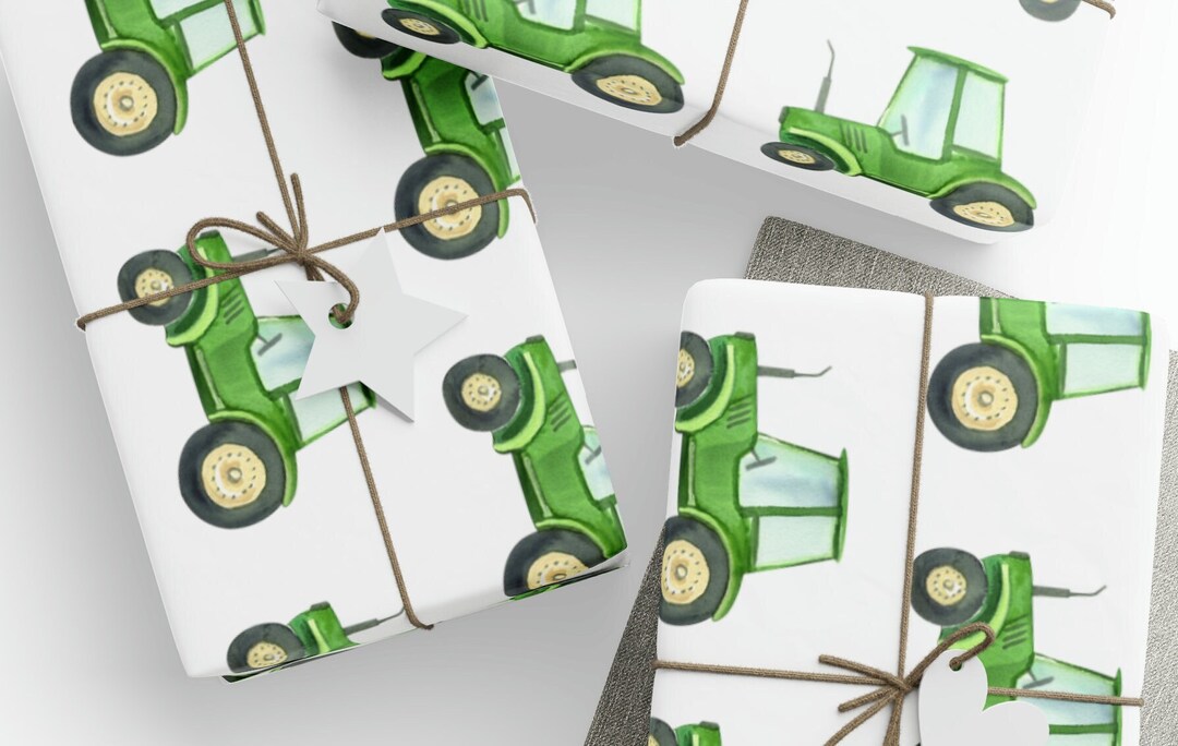 Tractor Wrapping Paper, Green Tractor Wrapping Paper, Green Tractor Gift Wrap, Farmer Gift Wrap