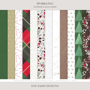 Sparkling Scrapbooking Patterned Papers, Christmas Patterns, Digital Printable Scrapbook Kit for Xmas Holidays JPG Background