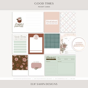 Good Times Scrapbooking Cards Thanksgiving Journaling Cards Digital Pocket Card Printable Scrapbook Kit Holidays Autumn Fall Baking Heritage