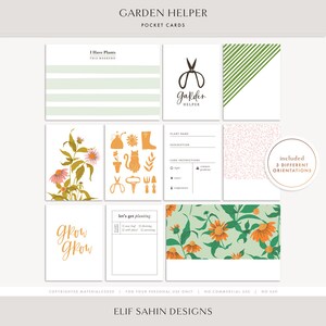 Garden Helper Scrapbooking Kaarten Lente Journaling Kaarten Digitale Pocket Card Afdrukbare Scrapbook Kit voor Tuinieren Zomer