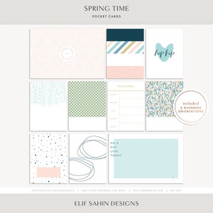 Cartes de scrapbooking printemps pastel Cartes de journalisation printanière pastel Carte de poche numérique Kit de scrapbooking imprimable pour Pâques Nature extérieur