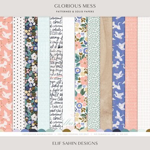 Glorious Mess Scrapbooking Carte fantasia, motivi floreali, kit di scrapbook stampabile digitale per pianificazione annuale, risoluzioni, riflessioni