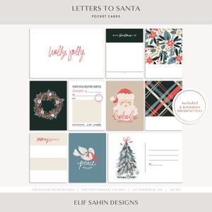 Cartas a Papá Noel Tarjetas de álbum de recortes Tarjetas de diario de Navidad Tarjeta de bolsillo digital Kit de álbum de recortes imprimible para las vacaciones de Navidad Invierno