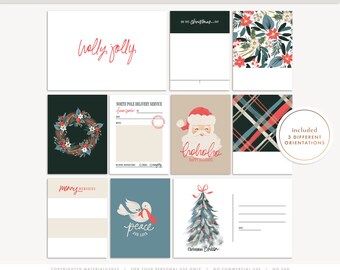 Cartas a Papá Noel Tarjetas de álbum de recortes Tarjetas de diario de Navidad Tarjeta de bolsillo digital Kit de álbum de recortes imprimible para las vacaciones de Navidad Invierno