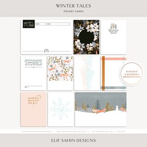 Winter Tales Scrapbooking Cards Winter Journaling Cards Digital Pocket Card Printable Scrapbook Kit for Snowy Days Winter Fox