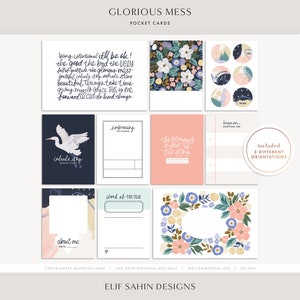 Cartes de scrapbooking Glorious Mess Cartes de journalisation Reflections annuelles Carte de poche numérique Kit de scrapbooking imprimable pour résolutions