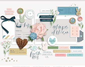 May include: A collection of digital scrapbook elements with a spring theme. The elements include a variety of colors, patterns, and designs, such as flowers, bunnies, and birds. The text "Spring Time" is featured in the top left corner of the image. The text "Today is..." is featured in the center of the image. The text "Hip Hop" is featured in the center of the image. The text "Fresh Air" is featured in the bottom center of the image. The text "Glimpse of the Sun" is featured in the top right corner of the image. The text "Spring" is featured in the top right corner of the image. The text "Me in Spring" is featured in the bottom left corner of the image. The text "Hello Spring" is featured in the bottom center of the image. The text "Out N' About" is featured in the bottom center of the image. The text "Let the Gardening Begin" is featured in the bottom center of the image. The text "This Moment" is featured in the bottom center of the image. The text "On the Allergies!" is featured in the bottom center of the image. The text "Puddle Jumper" is featured in the bottom center of the image. The text "Rainy Days are my Fave" is featured in the bottom center of the image.