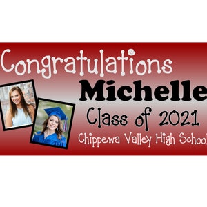 Personalized Graduation Banner TWO PHOTOS