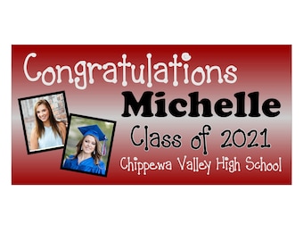 Personalized Graduation Banner TWO PHOTOS