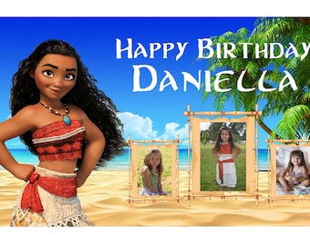 MOANA Inspiriertes Geburtstagsbanner (2ft x 3,5ft)