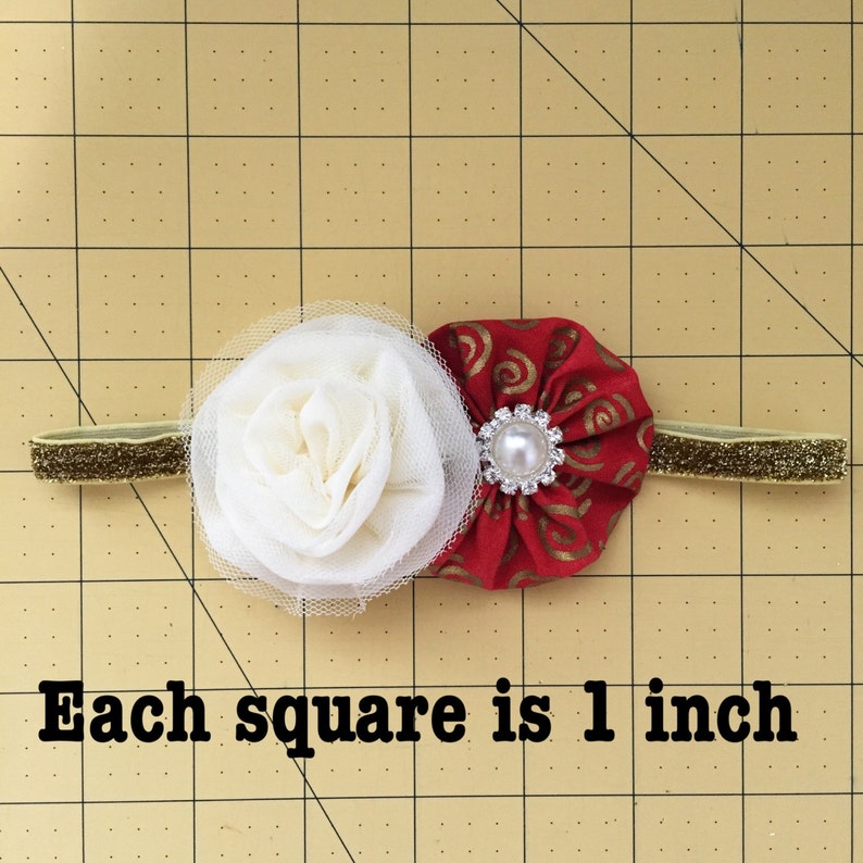 Red ivory gold headband-christmas red ivory gold baby headband-christmas red and gold bow-christmas gold red ivory hair bow gold red ivory