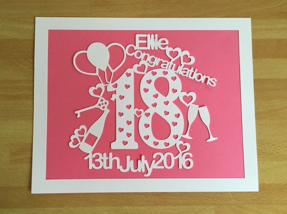 18 Geburtstag Papercut Geschenk Unframed Besonderen Etsy