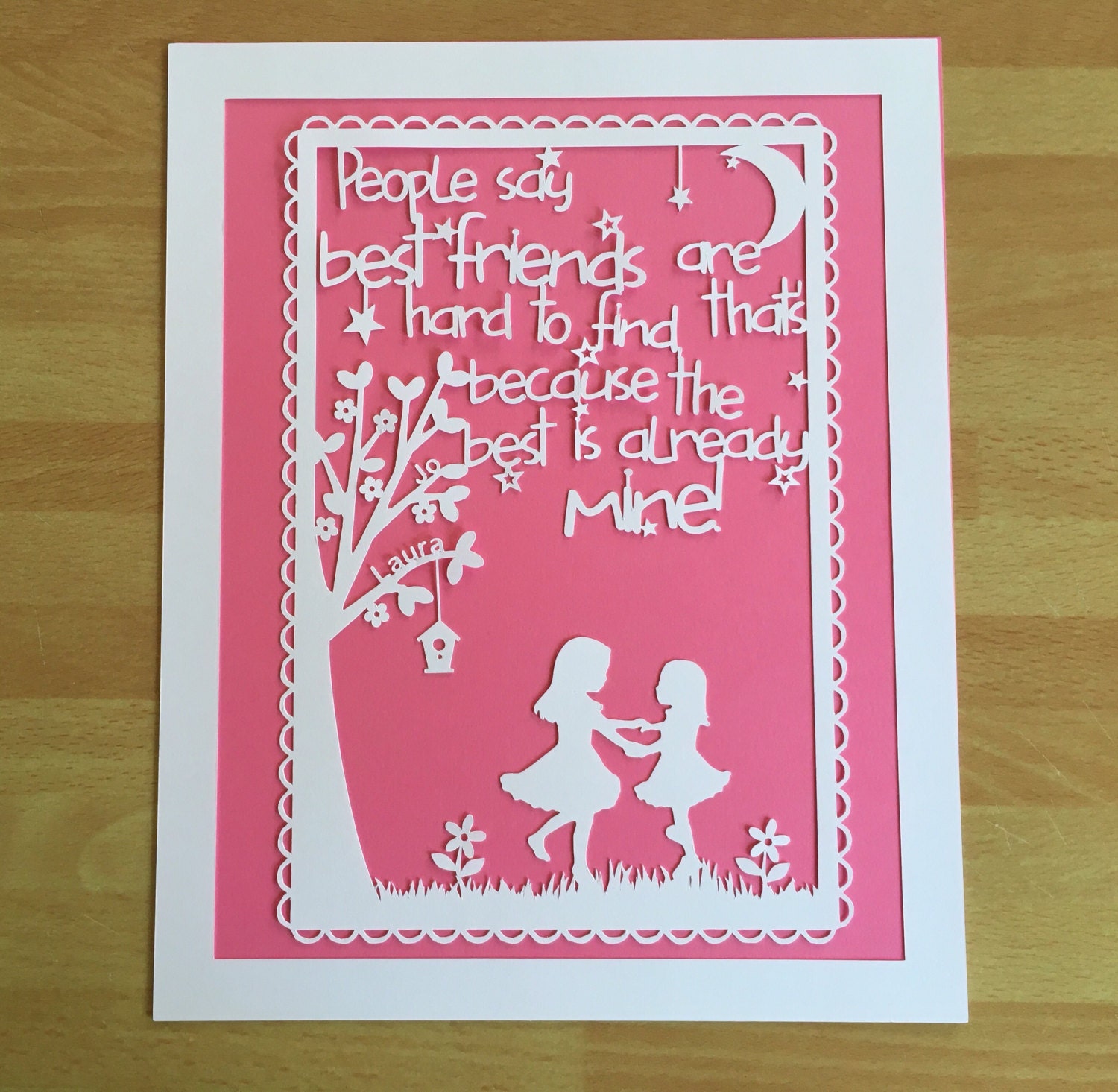 Best friend paper cut gift best friend gift Personalised Etsy