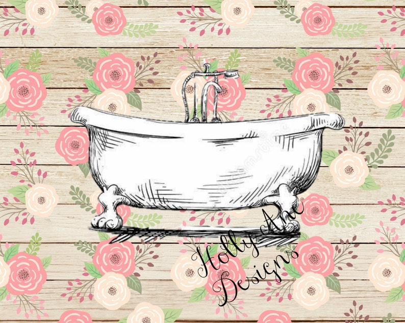 SALE Vintage Bathtub Print 8 X 10 Printable Bathroom Decor Etsy