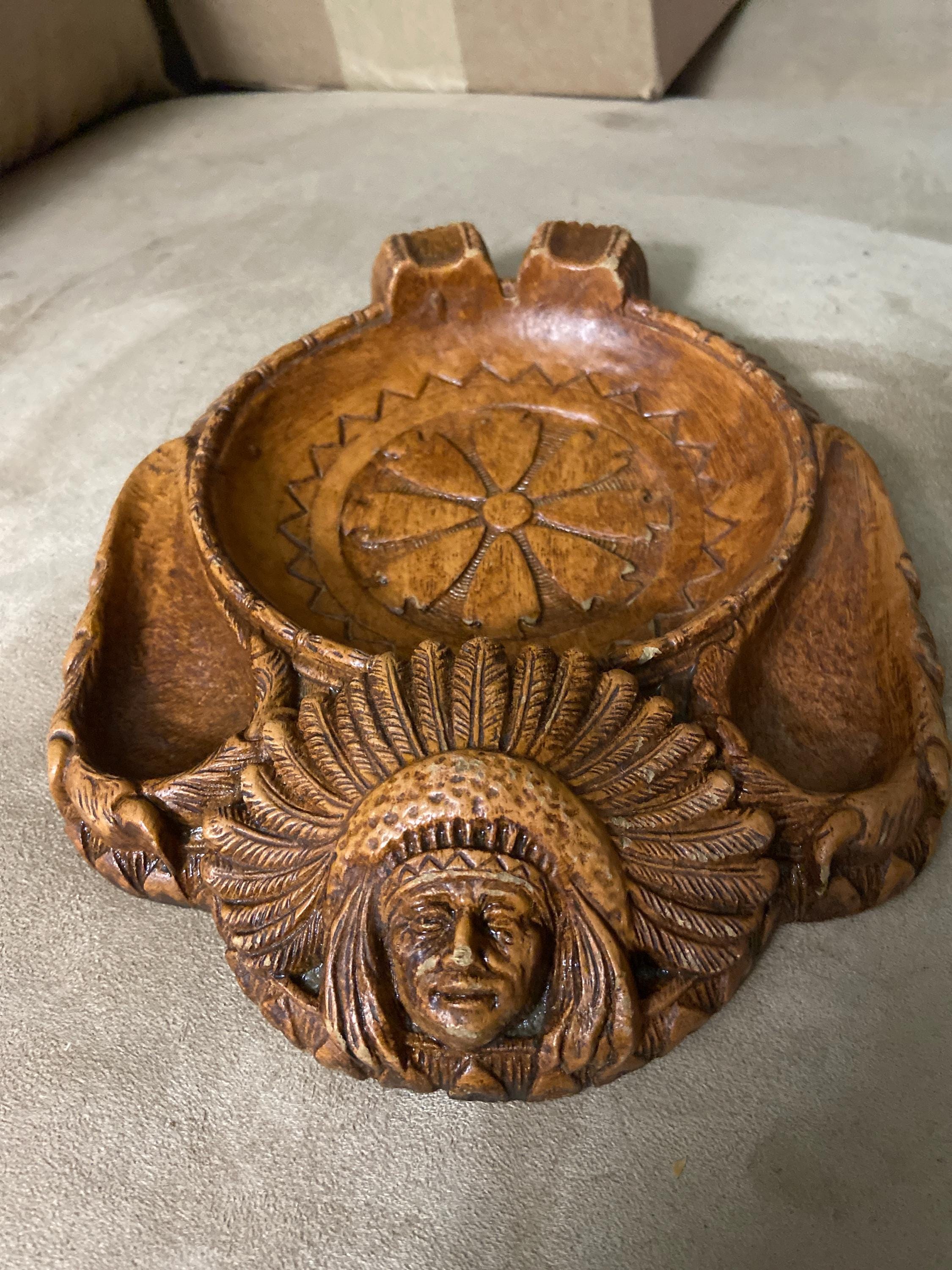 M1621 Vintage 40s Syroco ネイティブアメリカン 灰皿 Syroco Indian - Etsy